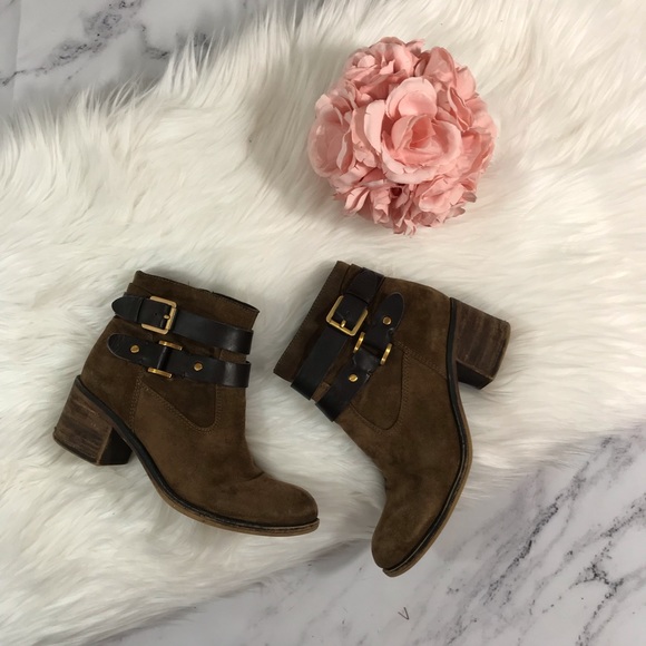 Franco Sarto Shoes - Franco Sarto Linden Suede Buckle Heeled Booties
